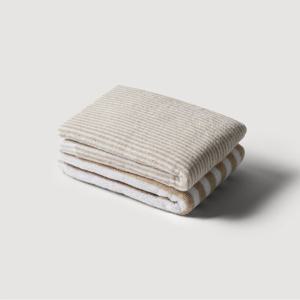 [JAJU] 자주 코튼 세면타월 40x80cm 2개 베이지스트라이프