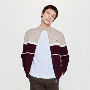 헤지스  25FW  남성 파인 울 패턴 방풍 집업 가디건 HZSW5D331D3