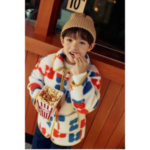 [베네통 키즈] 자카드 퍼 코트 QACT05561CR_크림