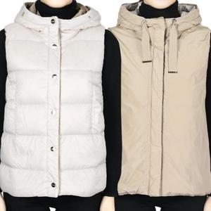 디몬트 막스마라 여성 더큐브 JSOFT 리버시블 후드 패딩 조끼(베이지) 2519291054670 022