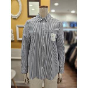 BCBG 세이브존01 바우 스트라이프 블라우스 B5C7B413