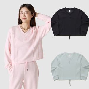 르꼬끄 여성 더블텐션 루즈핏 V넥 맨투맨 QQ322OFS81