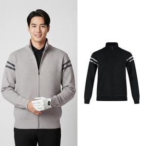 럭스골프 남성 융기모 이선 집업 니트 가디건 NBE25W701