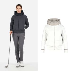 럭스골프 여성 하이브리드 패딩 매치 방풍 니트 후드 집업 점퍼 MS25WWB722