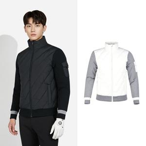 럭스골프 남성 하이브리드 패딩 매치 방풍 니트 집업 점퍼 MS25WV158