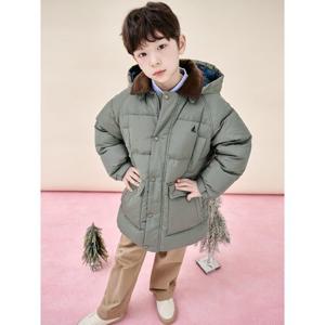 [빈폴키즈]클래식 덕다운 하프패딩 - 카키 (BI5X38U06H)