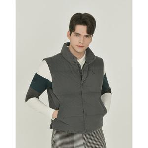 헤지스 골프 25FW 그레이 남성 코듀로이 프린트 구스 다운 베스트 HUJU5D753G3