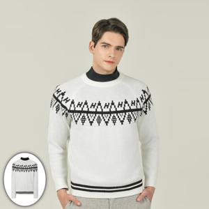 [헤지스골프] 남성 모헤어 노르딕 패턴 방풍 니트 화이트 HUSW5D720OW