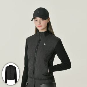 [헤지스골프] 여성 퀼팅 경량 패딩 하이브리드 점퍼 블랙 HWJU5D711BK