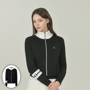 [헤지스골프] 여성 울혼방 니트 방풍 집업 블랙 HWSW5D719BK