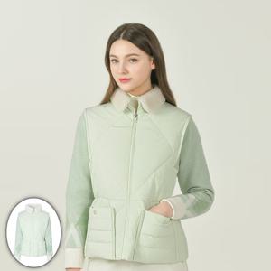 [헤지스골프] 여성 배색 구스다운 패딩 점퍼 옐로우그린 HWJU5D754L1