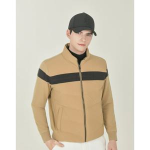 헤지스 골프 25FW 베이지 남성 스웨이드 믹스 구스 다운 점퍼 HUSW5D719I2