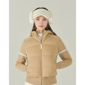 헤지스 골프 여성 25FW 베이지 여성 경량 스웨이드 하이브리드 다운 후드 집업 HWSW5D751I2