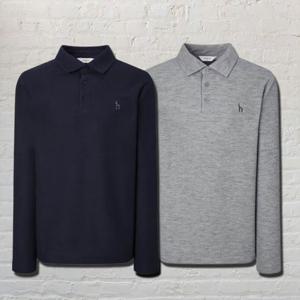 헤지스  25FW  2컬러 택1  남성 단색 긴팔 카라 티셔츠 HZTS5D432