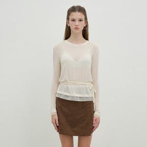 [올리브데올리브]쉬폰 배색 슬림 티셔츠 OH5WE986