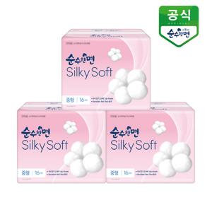 순수한면 생리대 실키소프트 중형 16P x 3팩