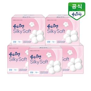 순수한면 생리대 실키소프트 중형 16P x 5팩