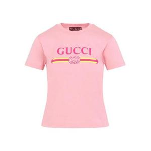 구찌 프린티드 코튼 저지 반팔 티셔츠 838011XJHG55033 Pink