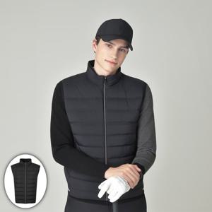 [헤지스골프] 남성 에센셜 경량 다운 집업 베스트 블랙 HUJU5D901BK