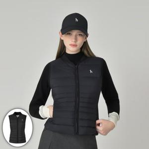 [헤지스골프] 여성 에센셜 경량 다운 집업 베스트 블랙 HWJU5D901BK