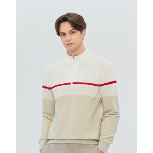 헤지스 골프 26SS ROYAL NAVY 베이지 남성 블럭형 쿼터집업 스웨터 HUSW6A212I1