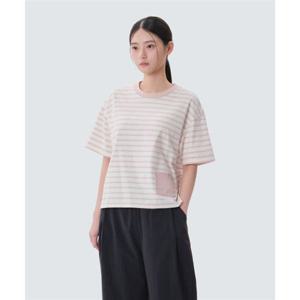 스노우피크 SNOWPEAK APPAREL 코튼 여성 스트라이프 세미크롭 반팔 티셔츠 (S25MWFTS69) Light Pink S25MWFTS69LP 337893