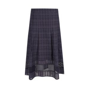 [택가 185,000원] 크로커다일레이디 체크 시어 메쉬배색 언밸런스 롱스커트_CLEMSK301