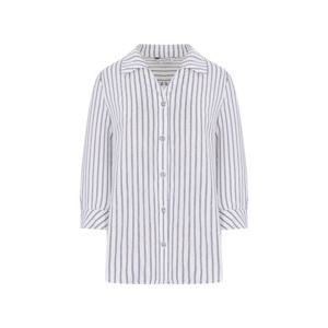 [택가 128,000원] 크로커다일레이디 스트라이프 소매 턱 단추고리 블라우스_CLEMBL105