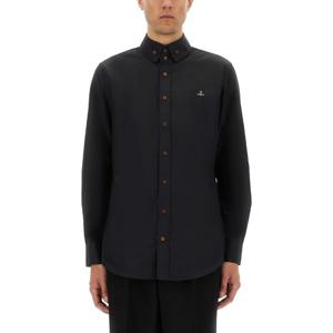 비비안웨스트우드 체스트 로고 슬림핏 버튼업 셔츠 24010005 W0