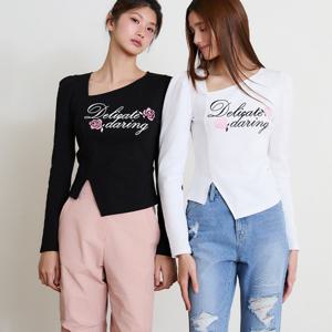 [에고이스트][BLUE LABEL] 언발 넥 프린팅 긴팔 티셔츠 ES2OTL01