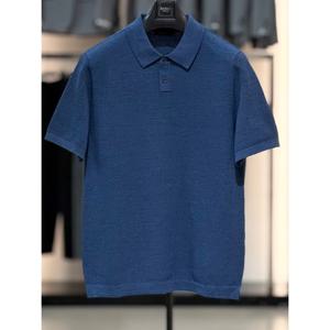 [바쏘옴므]린넨 블렌드 면 스판 카라 반팔 니트 WSZ2WT06A BU_SC