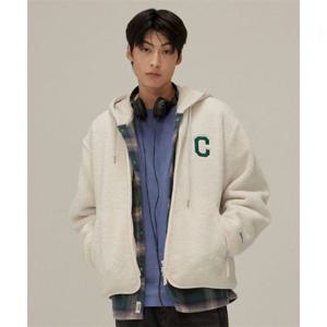 커버낫 C 로고 카라리스 쉐르파 자켓 아이보리 394263