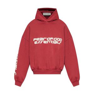 피어오브갓에센셜 크롭 레드 남성 후드 티셔츠 192HO256901F CRIMSON