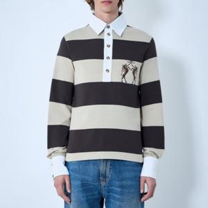 26 SS 비비안 웨스트우드 스트라이프 아카이브 럭비 폴로 셔츠 브라운 2H01000W J00B3 D101