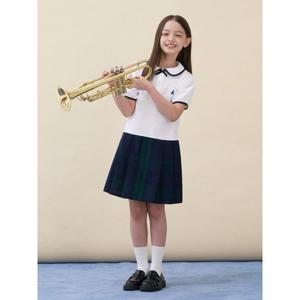 [빈폴키즈] 클래식 반소매 저지 믹스 체크 원피스  아이보리 (BI6371G030)