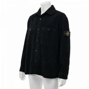 스톤아일랜드 25FW 와펜패치 코듀로이 벨벳 남성 셔츠 블랙 V0029