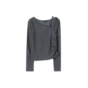 [랩]어깨트임 셔링 투톤 골지 티셔츠 AR1CT362