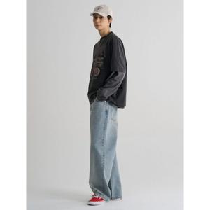 (456342CC24) [에잇세컨즈] 가먼트다잉 바이크 그래픽 반소매티  애쉬