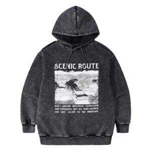 [지프]남여공용 가먼트다잉 빅프린트 후드 티셔츠(다크 그레이)JR1THU012DG