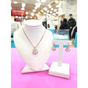 로뎀 세이브존05 Elegance 플라워 귀걸이 목걸이 세트 (로즈골드) RD26030027