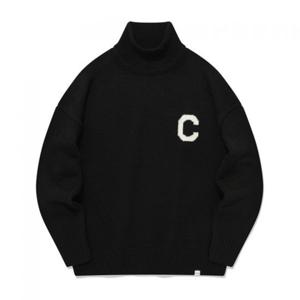 커버낫 C 로고 터틀넥 니트 블랙 394942