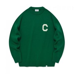 커버낫 미들 C 로고 크루넥 니트 그린 394956