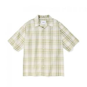 커버낫 타탄 체크 오픈카라 1PK 하프셔츠 그린 395423