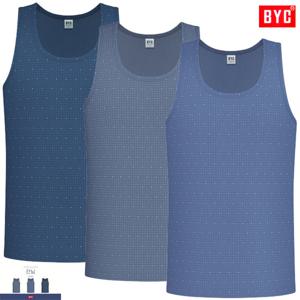 BYC세련된기하학패턴 유색칼라 민소매런닝3매입MCF2331