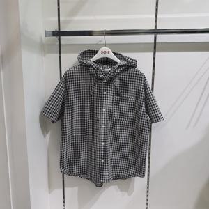 [소이]5부 유니 루즈핏 체크 후드셔츠 26M5352_KG