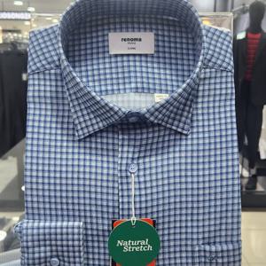 [레노마셔츠]플리츠 서커 체크 프린트 일반핏 RQSSG1436_DG