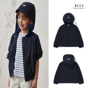 [빈]BA21JP02NV네이비 후드 크롭 윈드브레이커