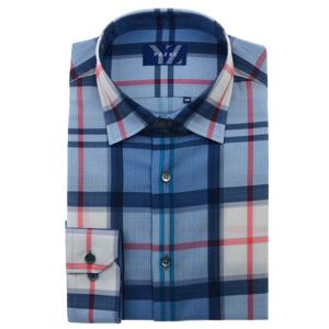 [예작(셔츠)]미들체크 스판 밑단 일자 일반핏 긴소매YJGMUS599