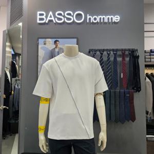 [바쏘옴므]심플 포인트배색세미오버핏라운드셔츠WSZ2KR30OD_OD_