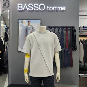 [바쏘옴므]심플 포인트배색세미오버핏라운드셔츠WSZ2KR29OD_OD